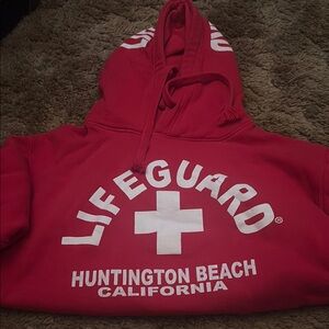 Lifeguard Red Hoodie - Huntington Beach